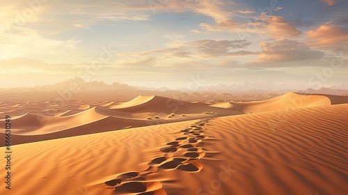 Desert sand with footprints in dunes