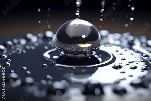 Drifting water droplets captured in ultra-slow motion, presented as a stunning 3D animation. Generative AI