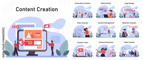 Content creation set. Social media marketing and digital