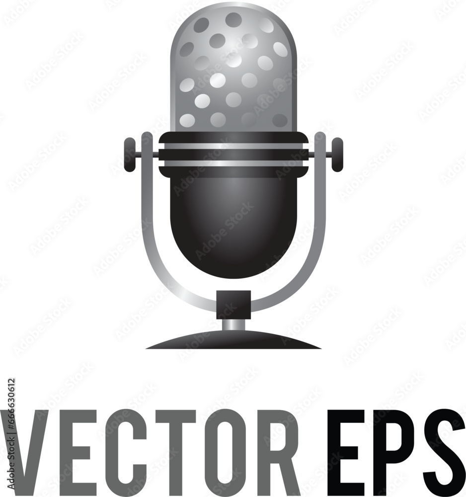 Vector gradient silver and black audio microphone icon Vector gradient silver and black audio microphone icon