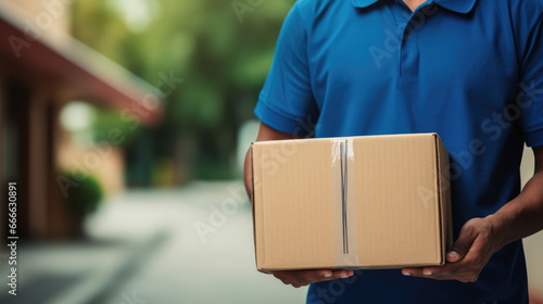 Delivery man with box Generative Ai © Dusica