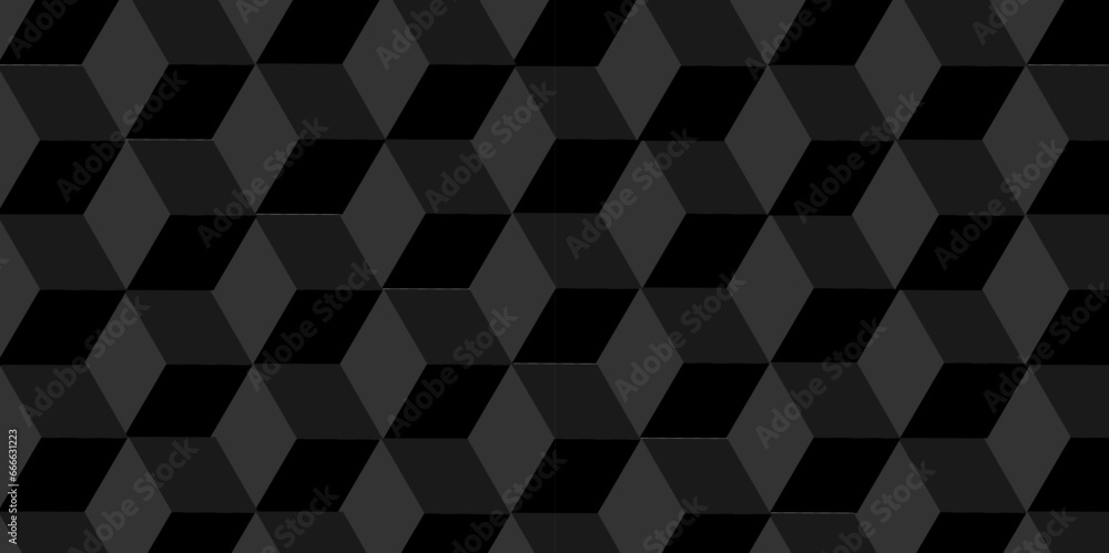 Abstract black and gray triangle cube grid square background. Hexagon shape geometric digital tile dark black technology art cube used for wallpaper texture. Abstract black and gray triangle cube grid square background. Hexagon shape geometric digital tile dark black technology art cube used for wallpaper texture.