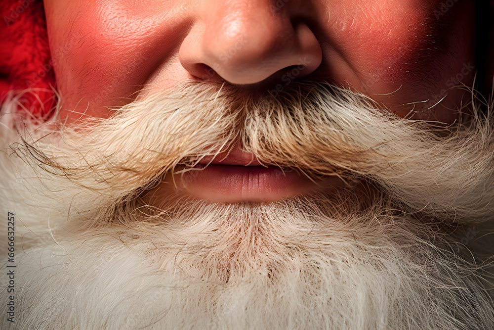 Santa's white beard, flowing with grace, embodies the beloved icon of the season - Santa's Beard to celebrate Christmas. Santa's white beard, flowing with grace, embodies the beloved icon of the season - Santa's Beard to celebrate Christmas.