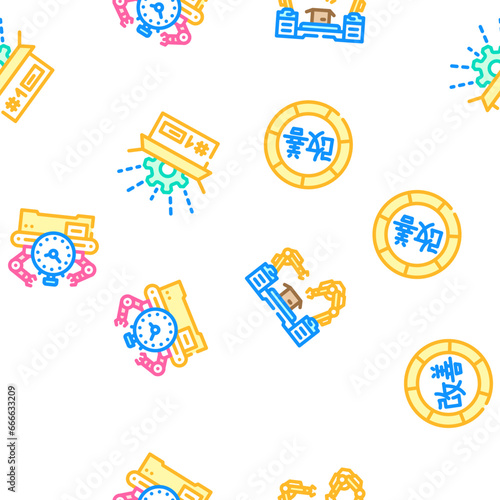 manufacturing factory production vector seamless pattern thin line illustration photo