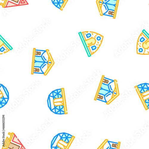 glamping tent nature luxury tipi vector seamless pattern thin line illustration
