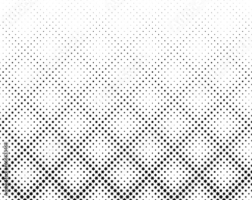 Diminishing stars . Geometric pattern on a white background. Seamless in one direction. Long fadeout