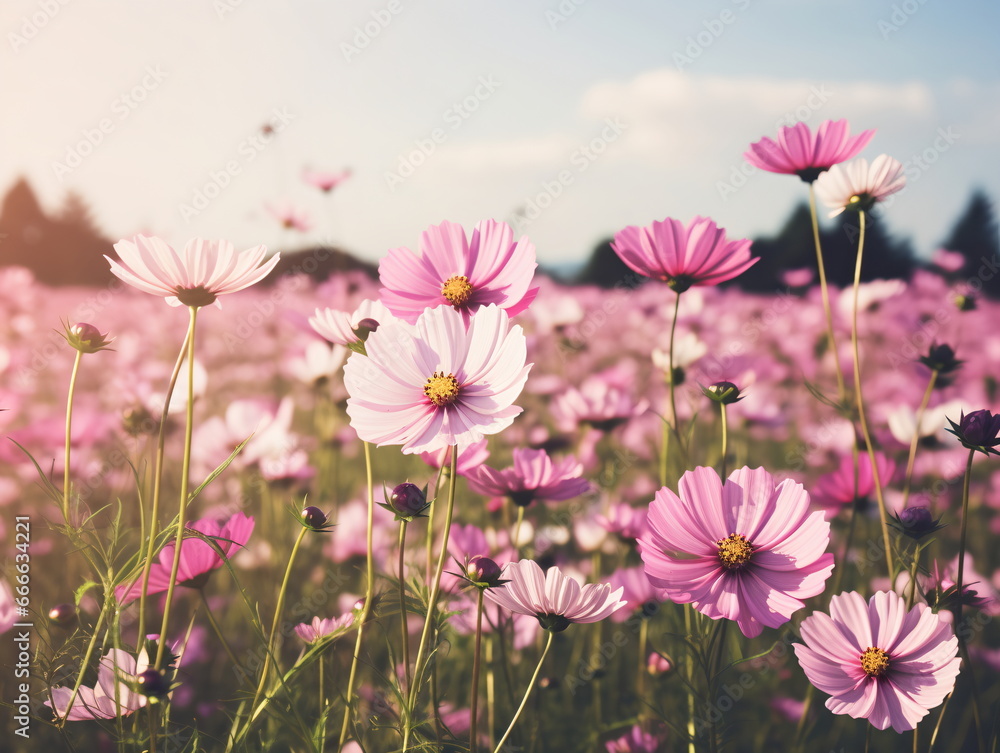 Vivid Beauty: Close-up Photography of African Daisy in a Sea of Blue Sky and White Clouds Vivid Beauty: Close-up Photography of African Daisy in a Sea of Blue Sky and White Clouds