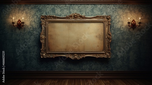 vintage wooden frame on the wall ai generated © Alena Shelkovnikova