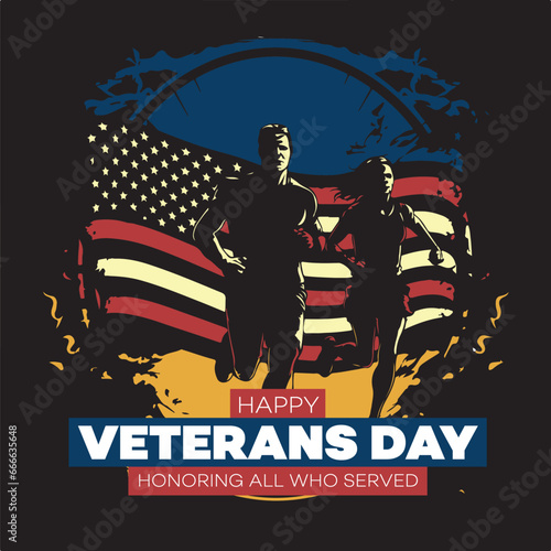 Happy Veterens Day Background, Veterans Day, Honoring All Who Served, Veterans Day Post Design photo