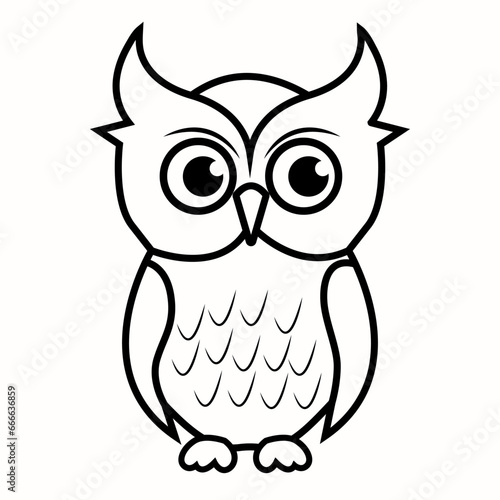 Owl line drawing for coloring book vector