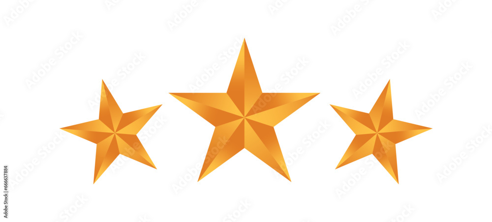 Obraz premium three gold star on white background