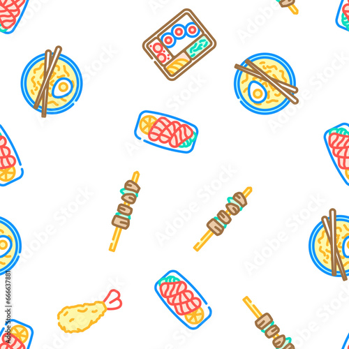 japanese food sushi japan vector seamless pattern thin line illustration