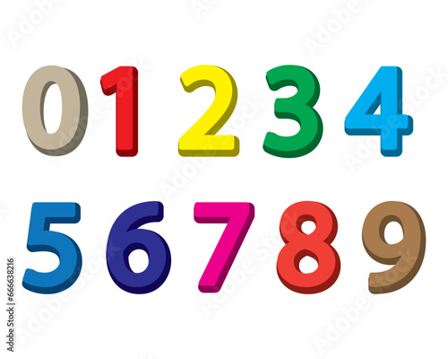 3d flat view colorful number pattern illustration.