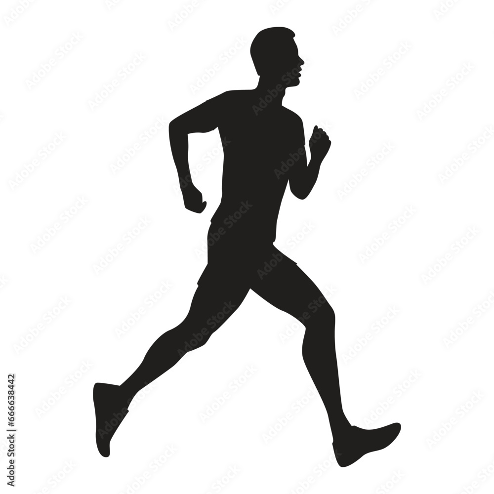 Running man silhouette. Vector illustration isolated on white background Running man silhouette. Vector illustration isolated on white background