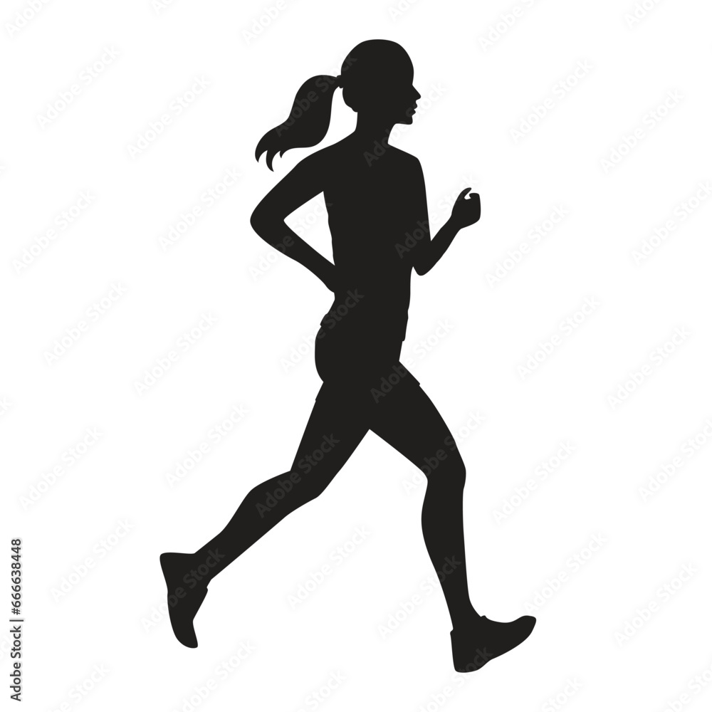 Running woman silhouette. Vector illustration isolated on white background