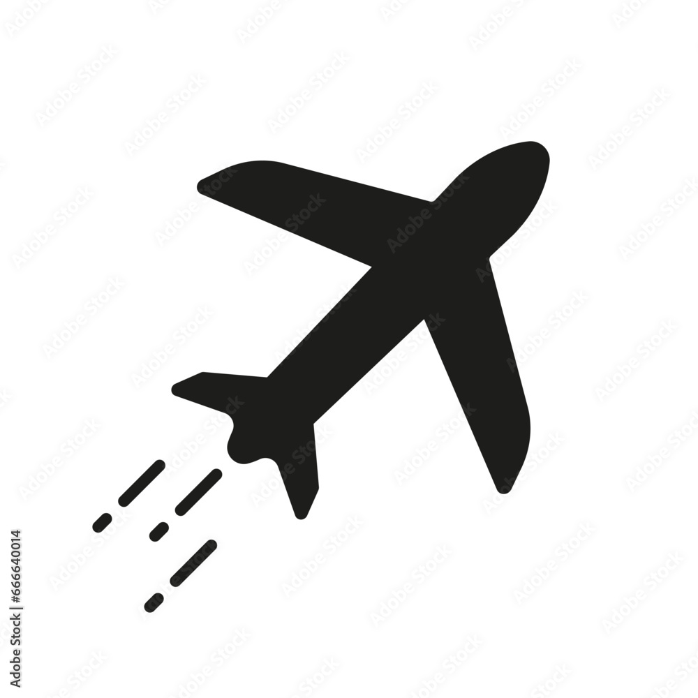 Obraz premium Plane Silhouette Icon. Cargo, Fly Aircraft, Business Jet Glyph Pictogram. Travel By Airplane Sign. Shipping and Transport Symbol. Delivery Service Air Transportation. Isolated Vector Illustration