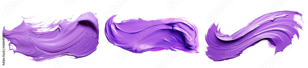 brush stroke of purple acrylic paint, set, isolated