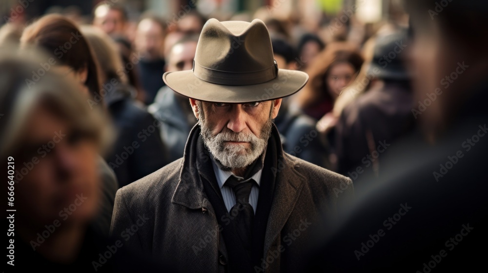 tourist among a crowd of people on the street tourist among a crowd of people on the street