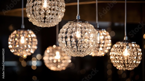 The intricate details of the crystal chandelier