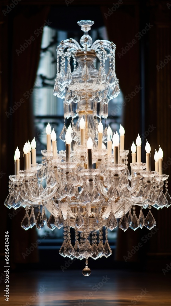 Large crystal chandelier for the entire frame