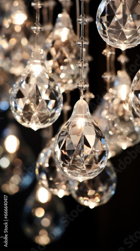 The intricate details of the crystal chandelier