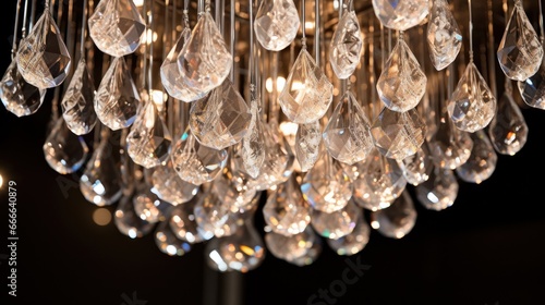 The intricate details of the crystal chandelier