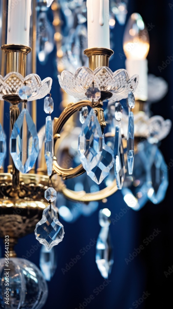 The intricate details of the crystal chandelier