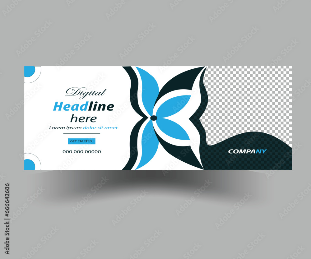 Naklejka premium Digital marketing facebook cover design social media marketing promotion timeline cover post, business web banner template