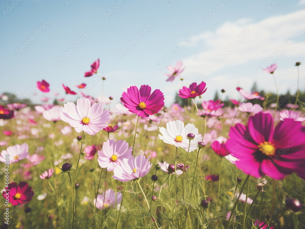 Vivid Beauty: Close-up Photography of African Daisy in a Sea of Blue Sky and White Clouds Vivid Beauty: Close-up Photography of African Daisy in a Sea of Blue Sky and White Clouds
