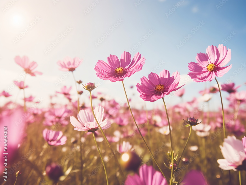 Vivid Beauty: Close-up Photography of African Daisy in a Sea of Blue Sky and White Clouds Vivid Beauty: Close-up Photography of African Daisy in a Sea of Blue Sky and White Clouds