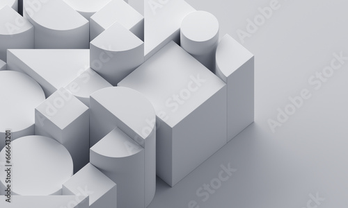 Fototapeta Naklejka Na Ścianę i Meble -  Abstract geometric composition, white background design, 3d render