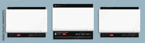 video player design template. app video screen frame mockup. channel video mockup. vector illustration