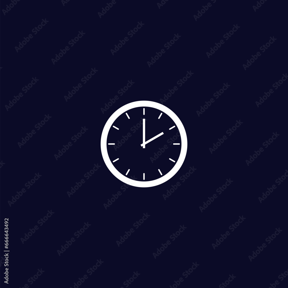 Clock icon in trendy design style isolated on blue background   