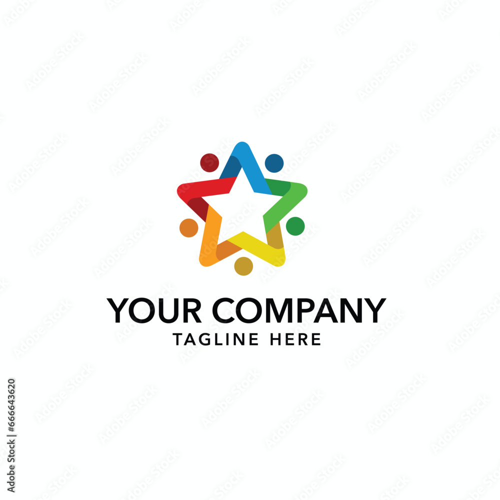 Human unity star business logo Human unity star business logo