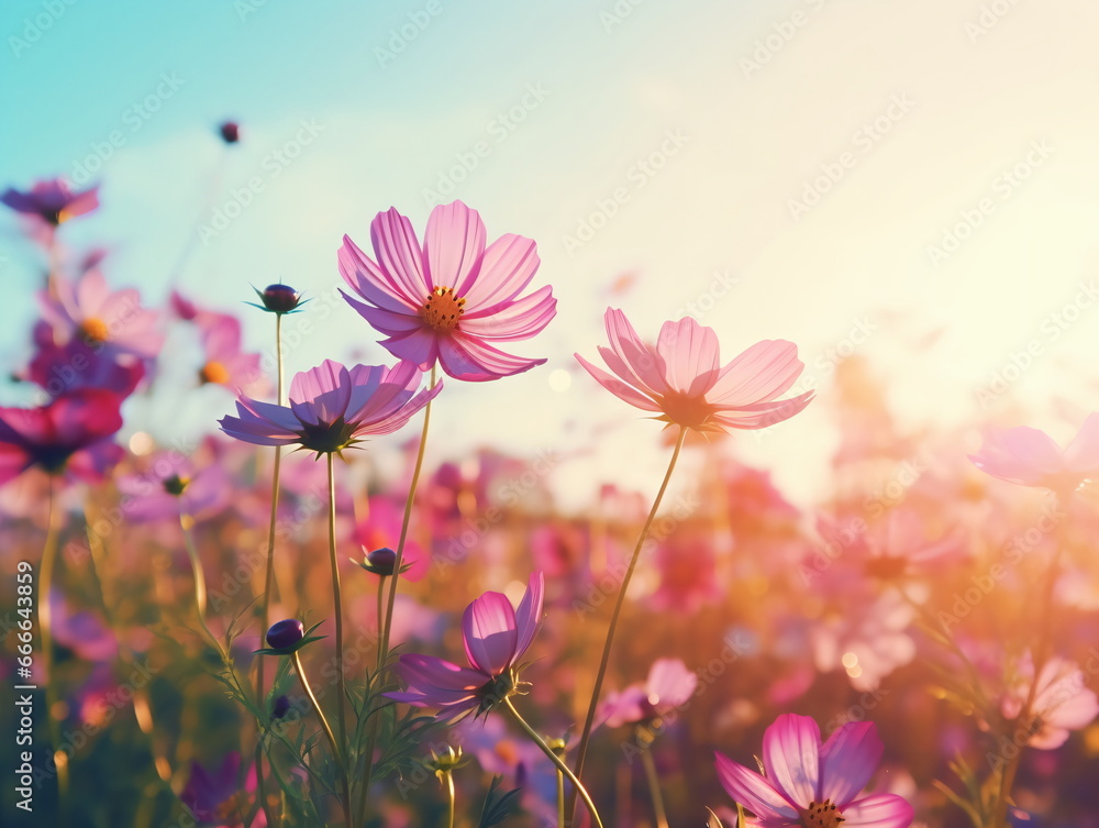 Vivid Beauty: Close-up Photography of African Daisy in a Sea of Blue Sky and White Clouds Vivid Beauty: Close-up Photography of African Daisy in a Sea of Blue Sky and White Clouds