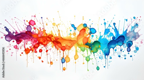 Colorful splashes and spots of multicolored watercolor paint.