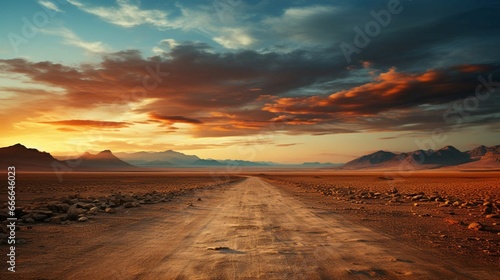 Journey Across the Endless Desert: A Mesmerizing Pathway Beneath the Vast, Open Sky