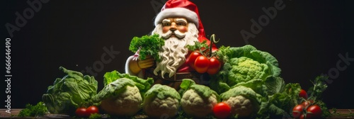 Nourishing Yuletide Feast - Santa Claus  the Festive Farmer  Presents a Delicious Spread of Nutritious Veggies for a Health-Conscious Christmas Celebration