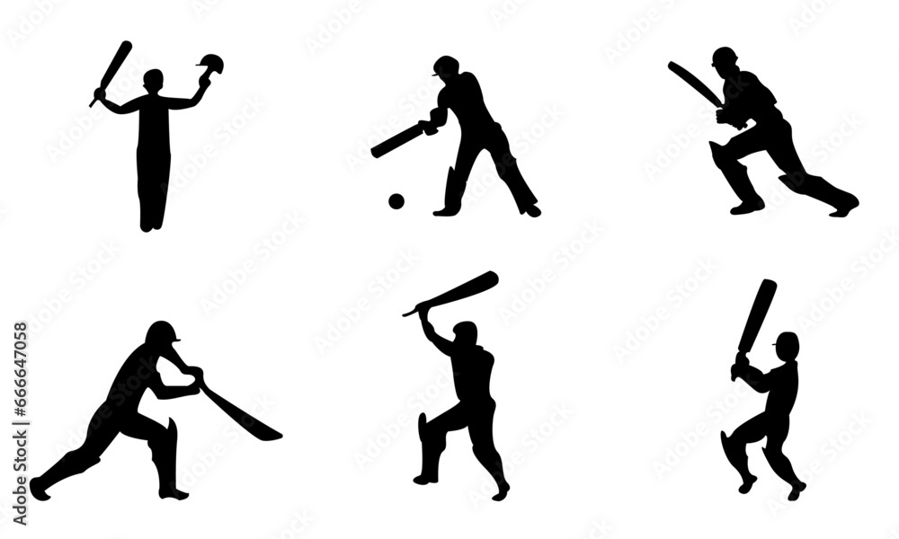 cricket players silhouettes