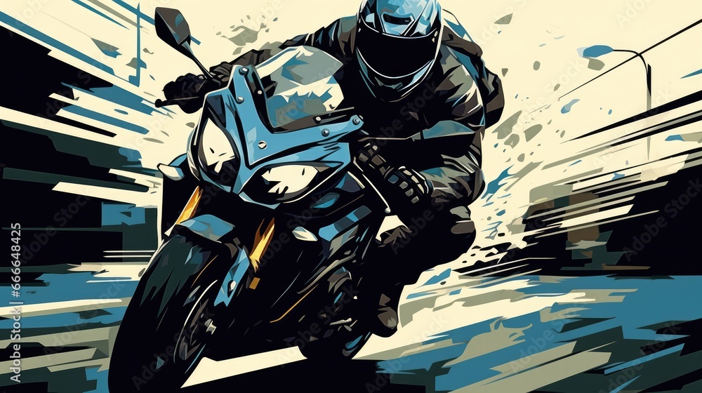 Biker riding motorcycle on the highway Biker riding motorcycle on the highway