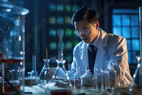 Asian scientist researching in a laboratory