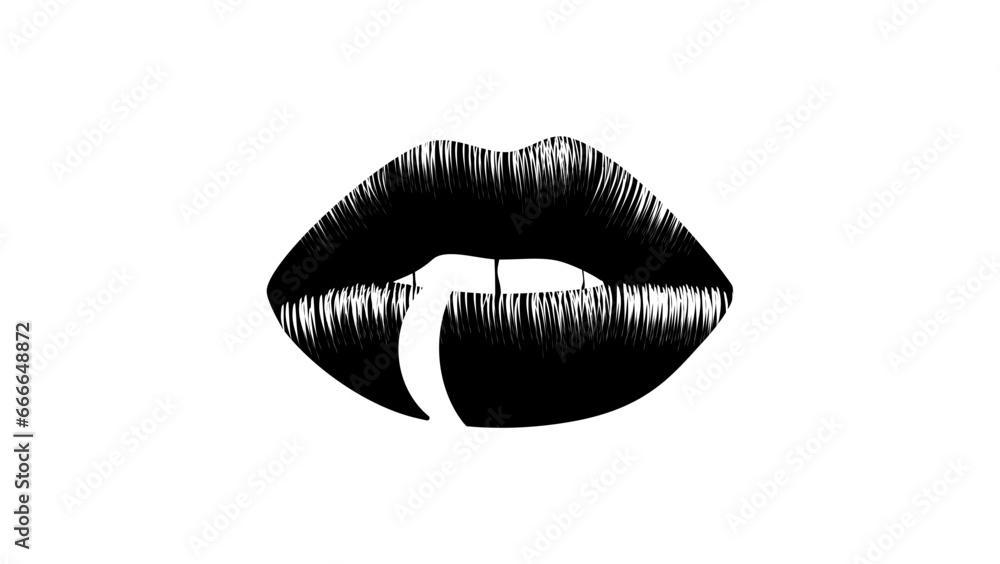 Lip piercing, black isolated silhouette Lip piercing, black isolated silhouette