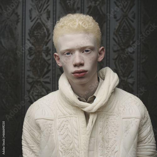 Portrait of an albino man.