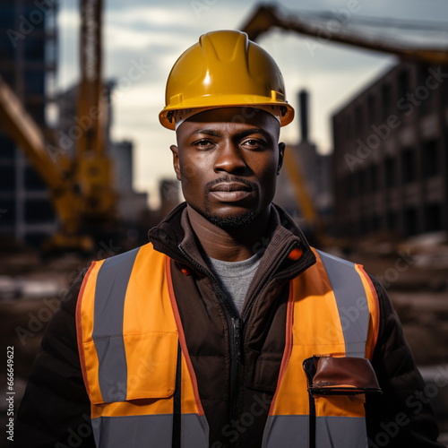 Black construction worker.