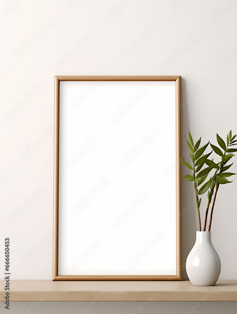 Fresh Minimalism: White Background with Green Plants and Blank Picture Frame Design Template Fresh Minimalism: White Background with Green Plants and Blank Picture Frame Design Template