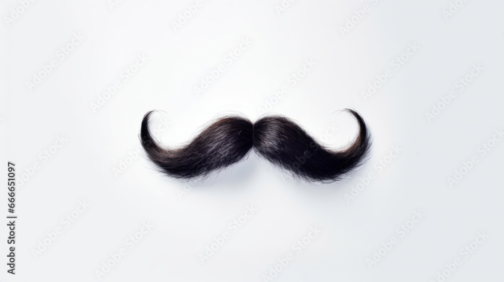 Close up of Black moustache on white background. Close up of Black moustache on white background.