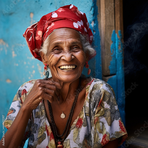 Cuban woman with a cigar. photo