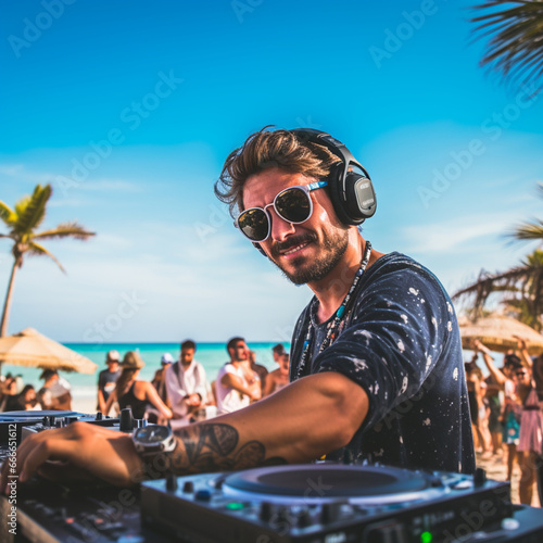 DJ at a beach party. © DALU11