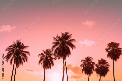 Palm Trees During Pink Sky Sunset © Maqsudxon