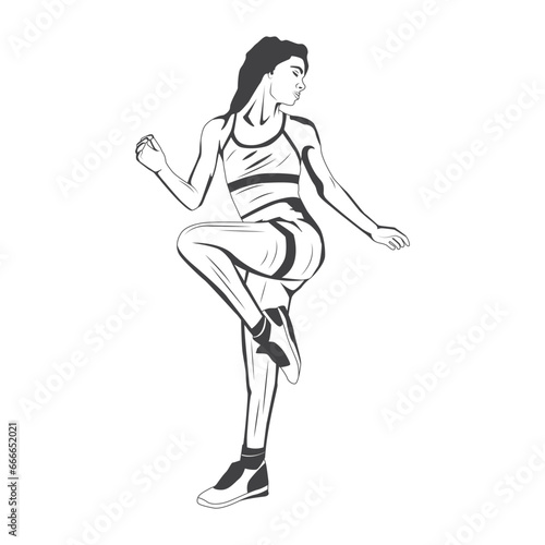Retro Women Dancer Vector Stock Illustration